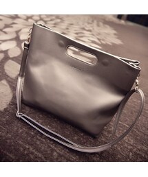 超簡約凹印字母磁貼手提包(トートバッグ)