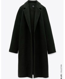 ZARA | ラペル付きコート/S/グリーンマール(チェスターコート)