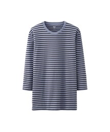 UNIQLO | SUPIMA COTTON條紋圓領T恤(七分袖)(Tシャツ/カットソー)