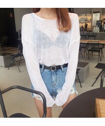 FLYMODEL | ラウンドネックシースループルオーバー(ニット/セーター)