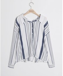 FLYMODEL | Vネックユニークストライプシャツ(シャツ/ブラウス)