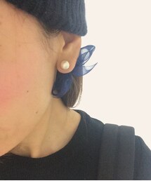 minne | コットンパールリボンピアス(ピアス（両耳用）)