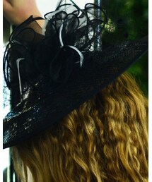 the feathered head | Black custom made cocktail hat (ハット)