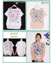 ScoLar | 花蝶柄変形プルオーバー(Tシャツ/カットソー)