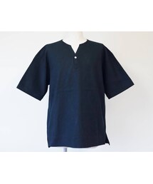 Audience | AUDIENCE（オーディエンス）　　ソフトリネンコットンC/Nスキッパーコンチョ釦5/Sシャツ BLK(シャツ/ブラウス)