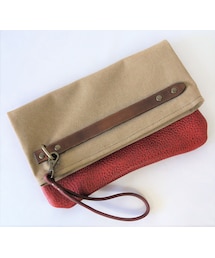 IMYLAB（アイマイラボ）　　レザー×ハンプクラッチバック RED×CHO(クラッチバッグ)
