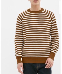 GU | ワッフルボーダーセーター(MEN'S)(ニット/セーター)