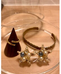 ハンドメイド（友人） | ハンドメイド（全部友人の手作り）真鍮指輪(ピアス（両耳用）)