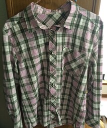 GU ピンクチェックシャツ(シャツ/ブラウス)