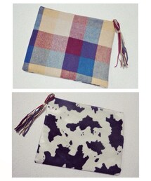 C.M.WORKS | check×cow different pattern clutch　bag
(クラッチバッグ)