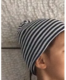 H&M | 白×ネイビーボーダーニットキャップ(ニットキャップ/ビーニー)