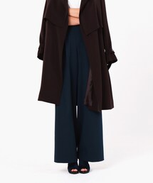 Pomme Concepts | Frill details at top- wide set pants fitted to suit both the tall and the shorter :)! Simple white daily blouse and oversized coat (その他パンツ)
