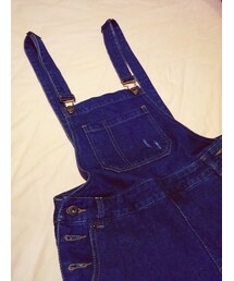 PAZZO | 刷破感吊帶褲(デニムパンツ)