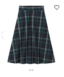 GU | WOMEN チェックフレアミディスカート 69 NAVY ポリエステル 64% レーヨン 33% ポリウレタン 3%(スカート)