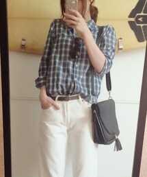 GU | ツイルチェックシャツ(シャツ/ブラウス)