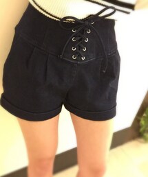 one way | レースアップデニムショートパンツ(デニムパンツ)