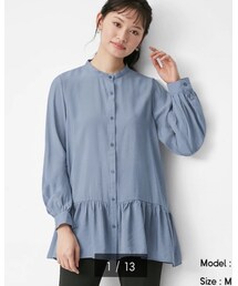 GU | ギャザーフレアロングシャツ(シャツ/ブラウス)