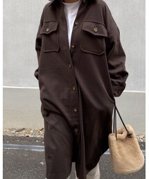 select MOCA | フェイクウールシャツコート/ウールライクビッグシルエットCPOロングコート(ステンカラーコート)