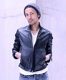 BEAMS | PERBACCO ×International Gallery BEAMS / シープスキン シングルライダース(ライダースジャケット)