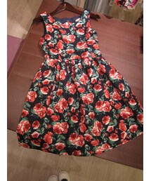 F i.n.t | 衿ぐりスカラップ大花柄ノースリーブワンピース/(スカート)