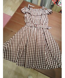 F i.n.t | ギンガムチェックオフショルダーキャミワンピース(スカート)