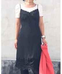 Sov. | レース キャミソール ワンピース ブラック(ワンピース)