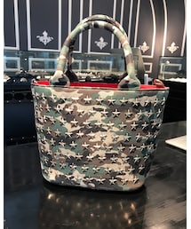 DIAVEL | 迷彩×レッド×ゴールドスタースタッズ 【MINI・Sサイズ】 スタッズキャンバストートバッグ(トートバッグ)