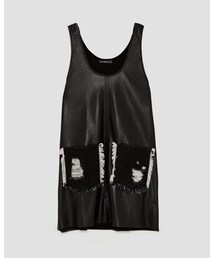 ZARA | コントラストポッケ付きストラップワンピース(ワンピース)