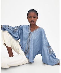 ZARA | 刺繍入りデニムトップス(シャツ/ブラウス)