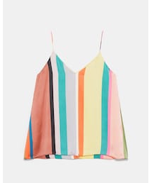 ZARA | マルチカラーストライプ柄ブラウス S(キャミソール)