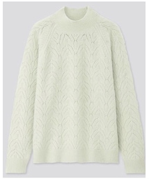 UNIQLO | ライトスフレヤーンポインテールクルーネックセーター ライトグリーン M(ニット/セーター)