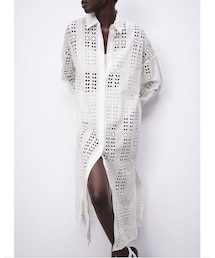 ZARA | カットワーク エンブロイダリーシャツXS(シャツワンピース)