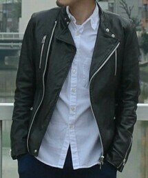 SHIPS JET BLUE | ダブルのライダースジャケット(ライダースジャケット)