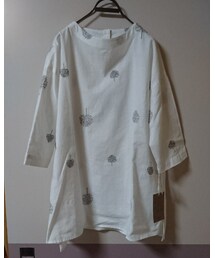 no brand | 刺繍リネンチュニック(Tシャツ/カットソー)