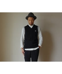 FRED PERRY | FRED PERRY フレッドペリー F3147 COLOURED TANK コットンVネックベスト BLK  ブラック(タンクトップ)