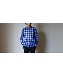 Ordinary fits | Ordinaryfits オーディナリーフィッツ OM-S053 インビシブルシャツ 隠しボタンダウンシャツ チェック BLU ブルー(シャツ/ブラウス)