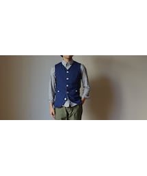 Re made in tokyo japan | Re made in tokyo japanアールーメイドイントーキョージャパン CUT SEW MADE HUNTING VEST カットソーメイドハンチングベスト ネイビー(ベスト)