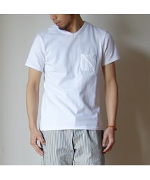 BARNS OUTFITTERS | Barns outfitters バーンズアウトフィッターズ BR-1000 TSURI-AMI SS TEE 吊り天竺Vネック T P.WHT ピュアホワイト(Tシャツ/カットソー)