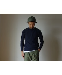 Re made in tokyo japan | Re made in tokyo japan アールーイーメイドイントーキョージャパン NARROW RIB POCKET TRAINER ナローリブポケットトレーナー ネイビー(Tシャツ/カットソー)