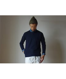 Re made in tokyo japan | Re made in tokyo japan アールーイーメイドイントーキョージャパン NARROW RIB POCKET TRAINER ナローリブポケットトレーナー ネイビー(Tシャツ/カットソー)