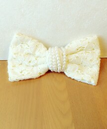 ？ | レースとビーズのリボンバレッタ(バレッタ/ヘアクリップ)