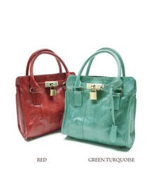 MURIEL&MERCURIA | パイソンレザーショルダースクエアバッグ(ハンドバッグ)