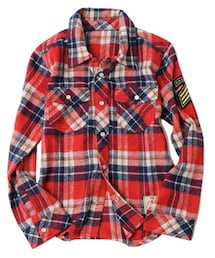 GLAZOS | ワッペン付・ドットボタンチェックシャツ(シャツ/ブラウス)