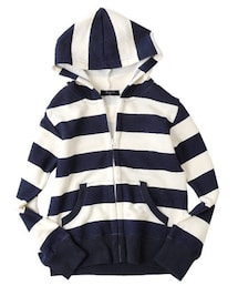 GLAZOS | 裏起毛ボーダー・ジップアップパーカー(パーカー)