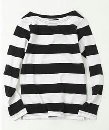 GLAZOS | ワイドボーダーボートネック長袖Ｔシャツ(Tシャツ/カットソー)