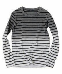 GLAZOS | 天竺ボーダー段染め長袖Tシャツ(Tシャツ/カットソー)
