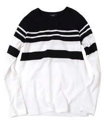 glazos | 天竺パネルボーダー長袖Tシャツ(Tシャツ/カットソー)