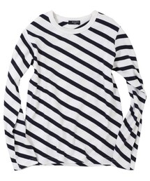 glazos | 厚手天竺・斜めボーダー長袖Tシャツ(Tシャツ/カットソー)