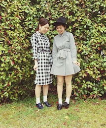 GU | フロントリボンチェックワンピース(シャツワンピース)