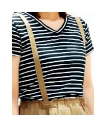 AMERICAN HOLIC | ・ボーダーVネックTシャツ(Tシャツ/カットソー)